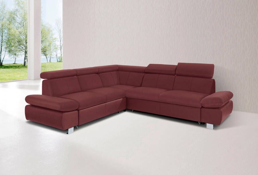 Exxpo sofa fashion Hoekbank Happy modern en comfortabel L-vorm inclusief hoofdeinde- en armleuningverstelling optioneel met bedfunctie leer