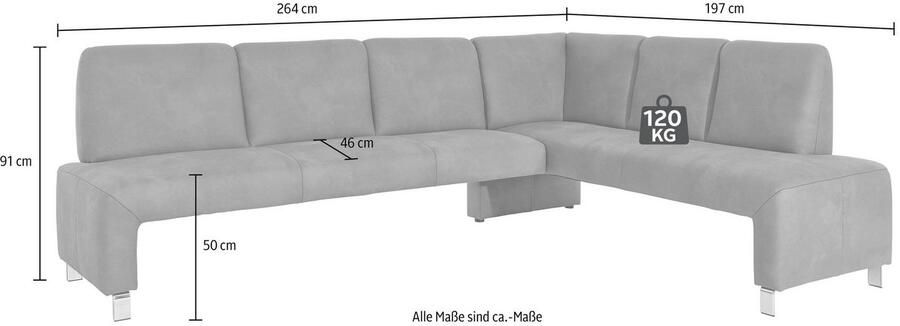 Exxpo sofa fashion Hoekbank Intenso modern keuze uit leer of textiel 264 197 cm (B D) hoge bodemvrijheid vrij in de ruimte te plaatsen hoog zitcomfort