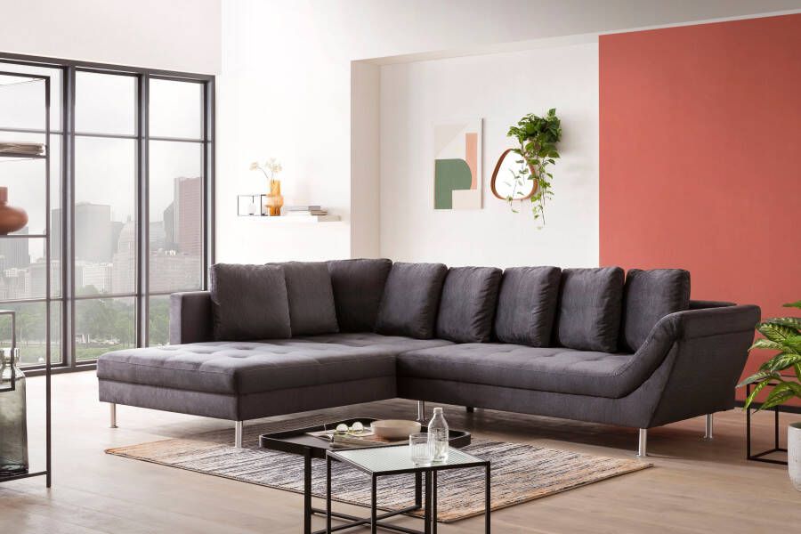 Exxpo sofa fashion Hoekbank Laconi L-model Hoogwaardige afwerking inclusief rugkussens