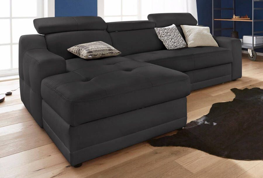 Exxpo sofa fashion Hoekbank Lotos comfortabel en functioneel L-vorm met verstelbare hoofdsteun resp. rugleuning naar keuze met slaapfunctie