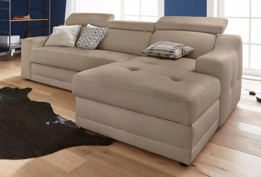 Exxpo sofa fashion Hoekbank Lotos comfortabel en functioneel L-vorm met verstelbare hoofdsteun resp. rugleuning naar keuze met slaapfunctie