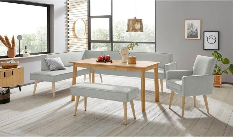 Exxpo sofa fashion Hoekbank Lungo moderne paspelnaad comfortabel en elegant hoge houten voet