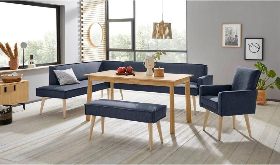 Exxpo sofa fashion Hoekbank Lungo moderne paspelnaad comfortabel en elegant hoge houten voet