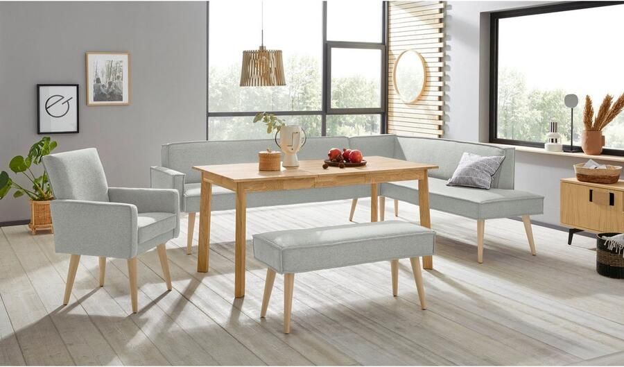 Exxpo sofa fashion Hoekbank Lungo moderne paspelnaad comfortabel en elegant hoge houten voet