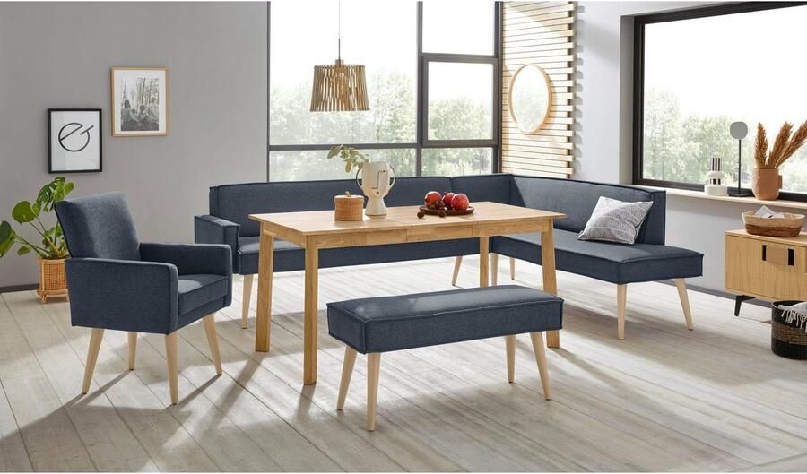 Exxpo sofa fashion Hoekbank Lungo moderne paspelnaad comfortabel en elegant hoge houten voet