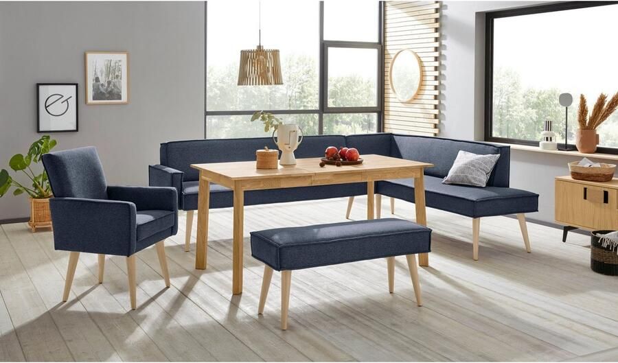 Exxpo sofa fashion Hoekbank Lungo moderne paspelnaad comfortabel en elegant hoge houten voet