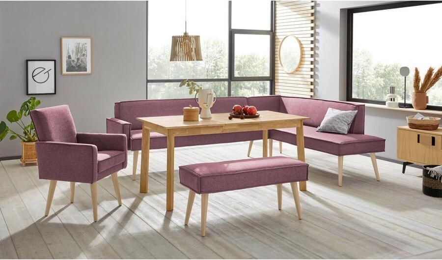 Exxpo sofa fashion Hoekbank Lungo moderne paspelnaad comfortabel en elegant hoge houten voet