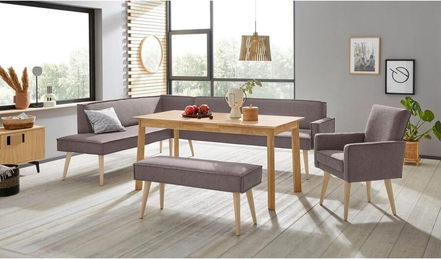 Exxpo sofa fashion Hoekbank Lungo moderne paspelnaad comfortabel en elegant hoge houten voet