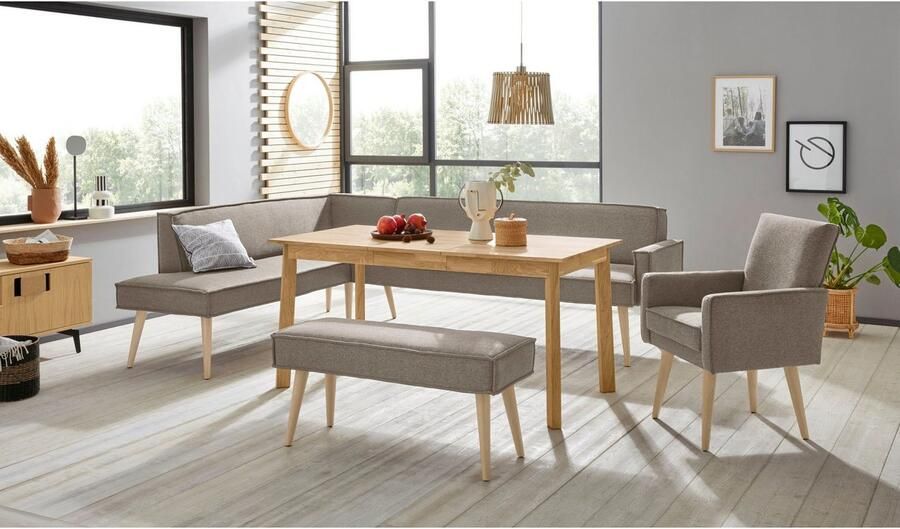 Exxpo sofa fashion Hoekbank Lungo moderne paspelnaad comfortabel en elegant hoge houten voet