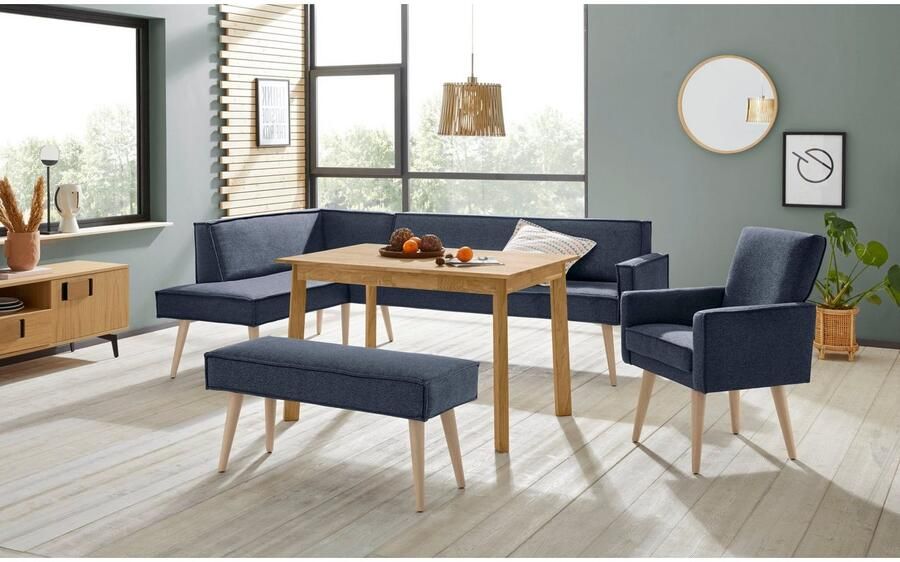 Exxpo sofa fashion Hoekbank Lungo moderne paspelnaad comfortabel en elegant hoge houten voet