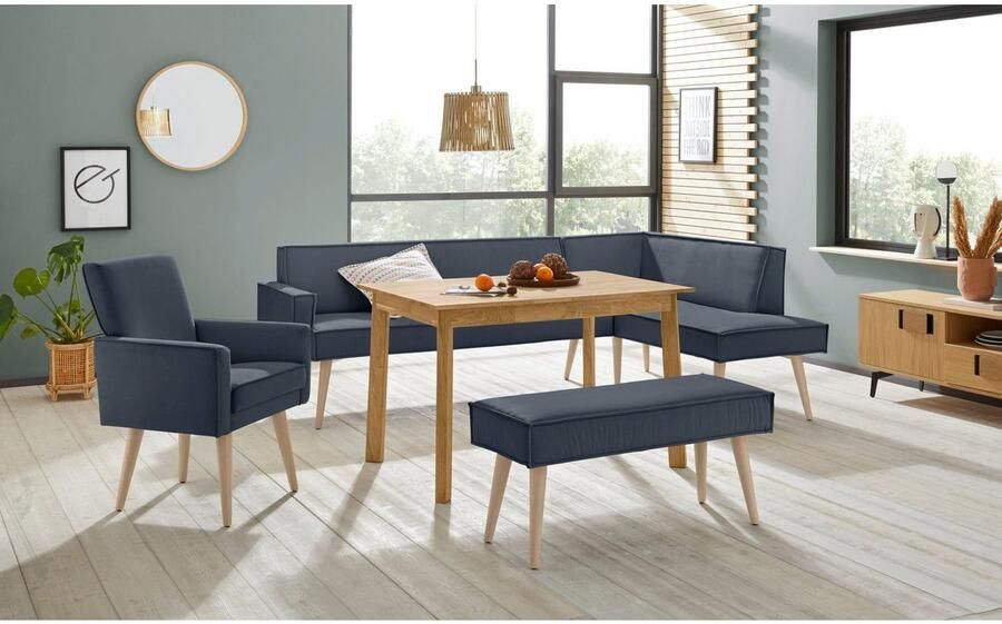 Exxpo sofa fashion Hoekbank Lungo moderne paspelnaad comfortabel en elegant hoge houten voet