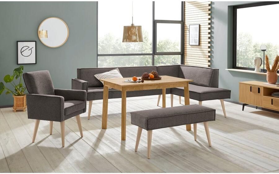 Exxpo sofa fashion Hoekbank Lungo moderne paspelnaad comfortabel en elegant hoge houten voet