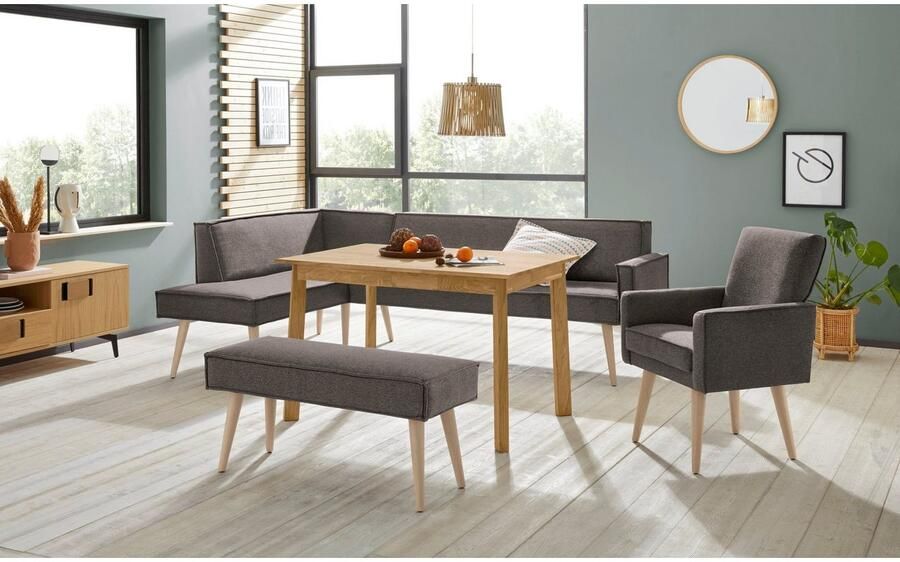 Exxpo sofa fashion Hoekbank Lungo moderne paspelnaad comfortabel en elegant hoge houten voet