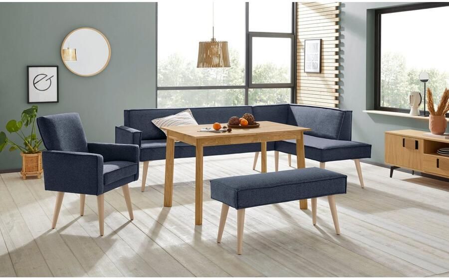 Exxpo sofa fashion Hoekbank Lungo moderne paspelnaad comfortabel en elegant hoge houten voet