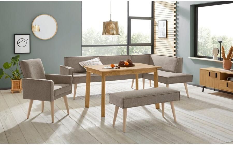 Exxpo sofa fashion Hoekbank Lungo moderne paspelnaad comfortabel en elegant hoge houten voet