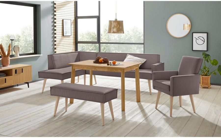 Exxpo sofa fashion Hoekbank Lungo moderne paspelnaad comfortabel en elegant hoge houten voet