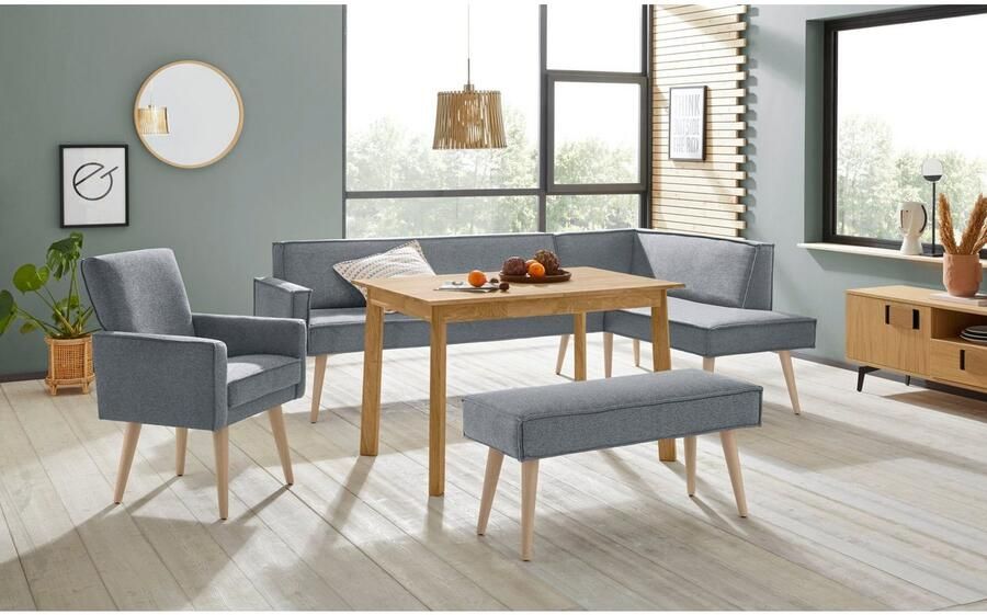 Exxpo sofa fashion Hoekbank Lungo moderne paspelnaad comfortabel en elegant hoge houten voet