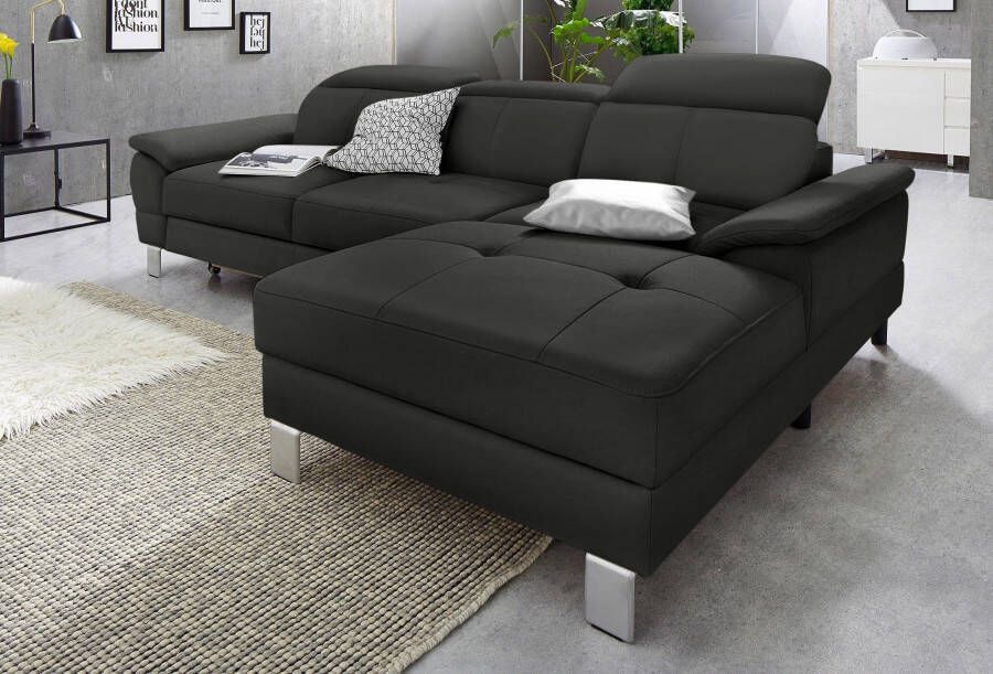 Exxpo sofa fashion Hoekbank Mantua 2 incl. hoofd- of rugverstelling comfortabel L-vorm met verstelbare hoofdsteun resp. rugleuning naar keuze met slaapfunctie