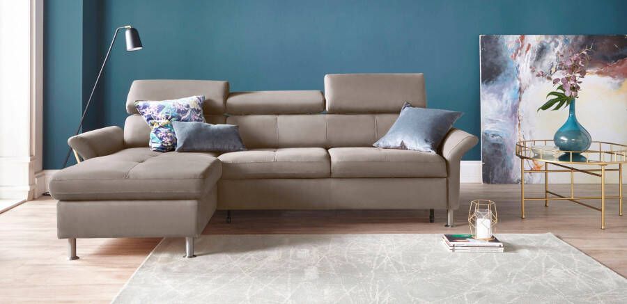 Exxpo sofa fashion Hoekbank Maretto comfortabel en handig L-vorm inclusief verstelbare hoofd- en rugleuning naar keuze met slaapfunctie