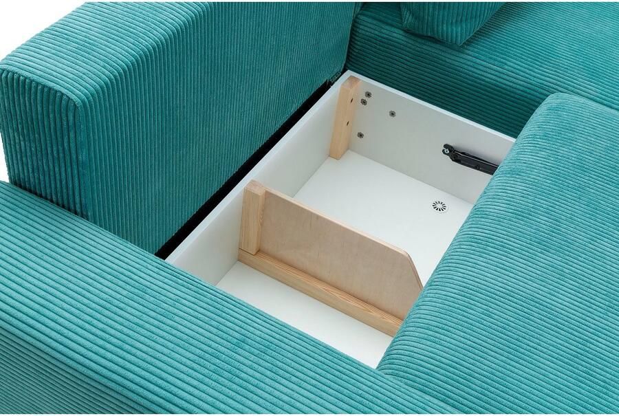 Exxpo sofa fashion Hoekbank Orinoko actueel design en hoog zitcomfort L-vorm inclusief bedfunctie en bedlade mooie kleuren in trendy cord