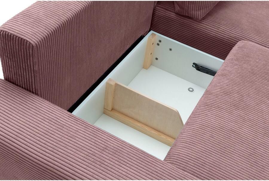 Exxpo sofa fashion Hoekbank Orinoko actueel design en hoog zitcomfort L-vorm inclusief bedfunctie en bedlade mooie kleuren in trendy cord