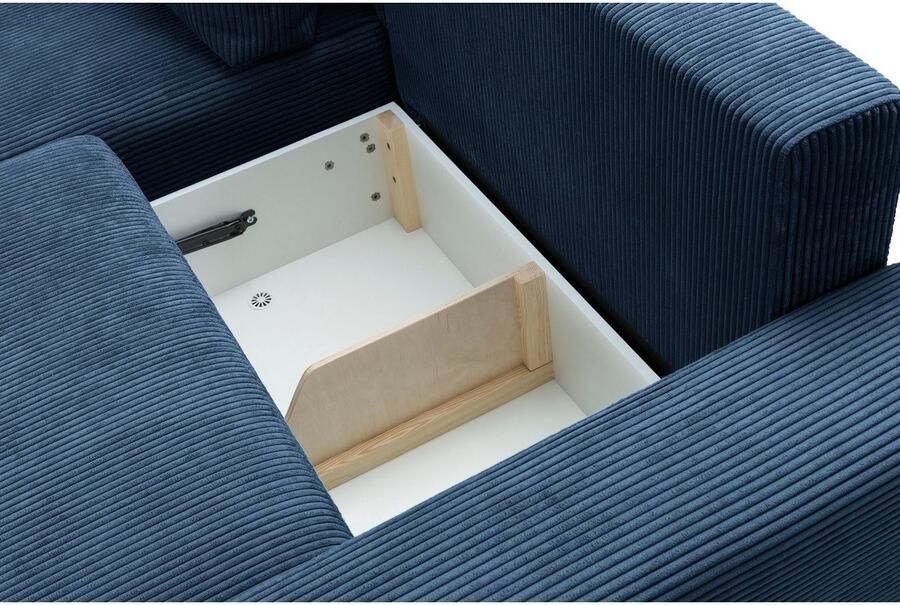 Exxpo sofa fashion Hoekbank Orinoko actueel design en hoog zitcomfort L-vorm inclusief bedfunctie en bedlade mooie kleuren in trendy cord