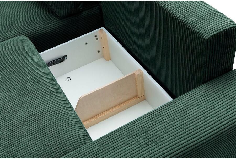 Exxpo sofa fashion Hoekbank Orinoko actueel design en hoog zitcomfort L-vorm inclusief bedfunctie en bedlade mooie kleuren in trendy cord