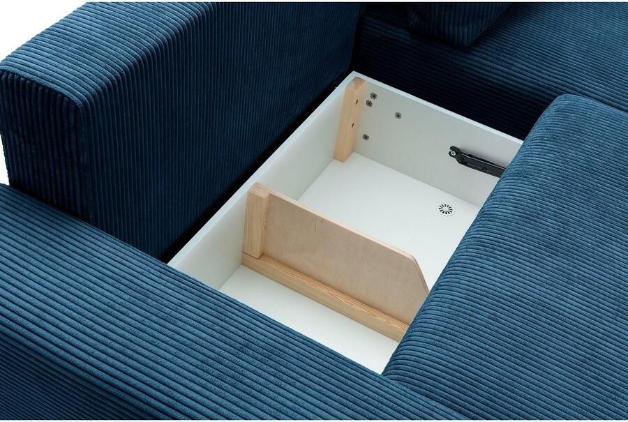 Exxpo sofa fashion Hoekbank Orinoko actueel design en hoog zitcomfort L-vorm inclusief bedfunctie en bedlade mooie kleuren in trendy cord