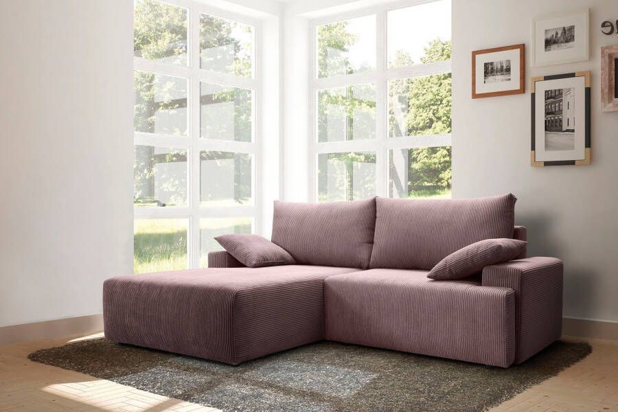 Exxpo sofa fashion Hoekbank Orinoko L-vorm inclusief bedfunctie en bedlade mooie kleuren in trendy cord