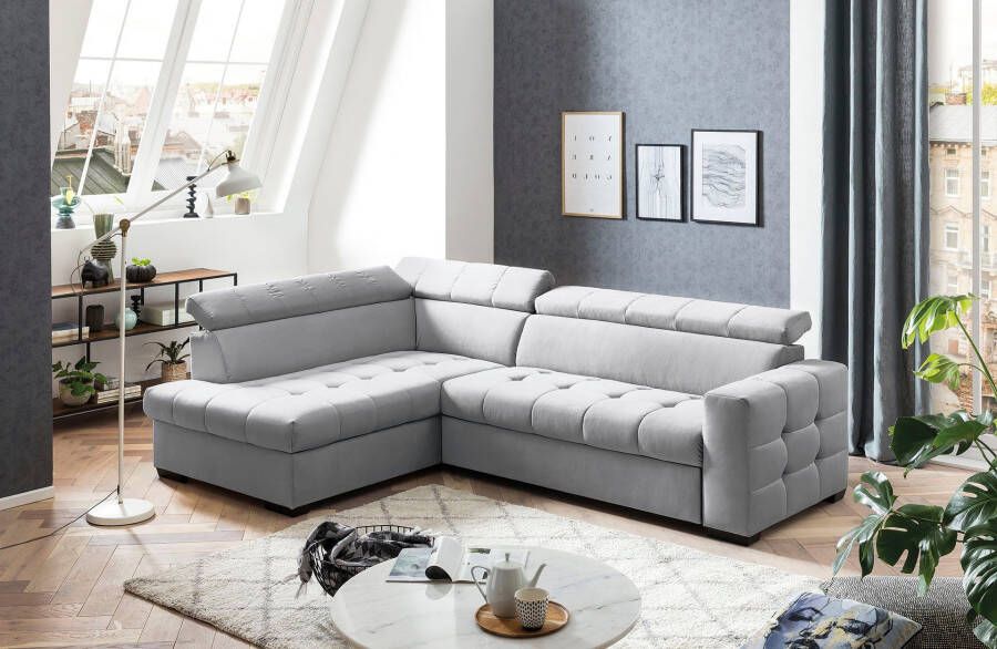 Exxpo sofa fashion Hoekbank Otusso Stiksels op de zitting naar keuze met slaapfunctie en bedkist