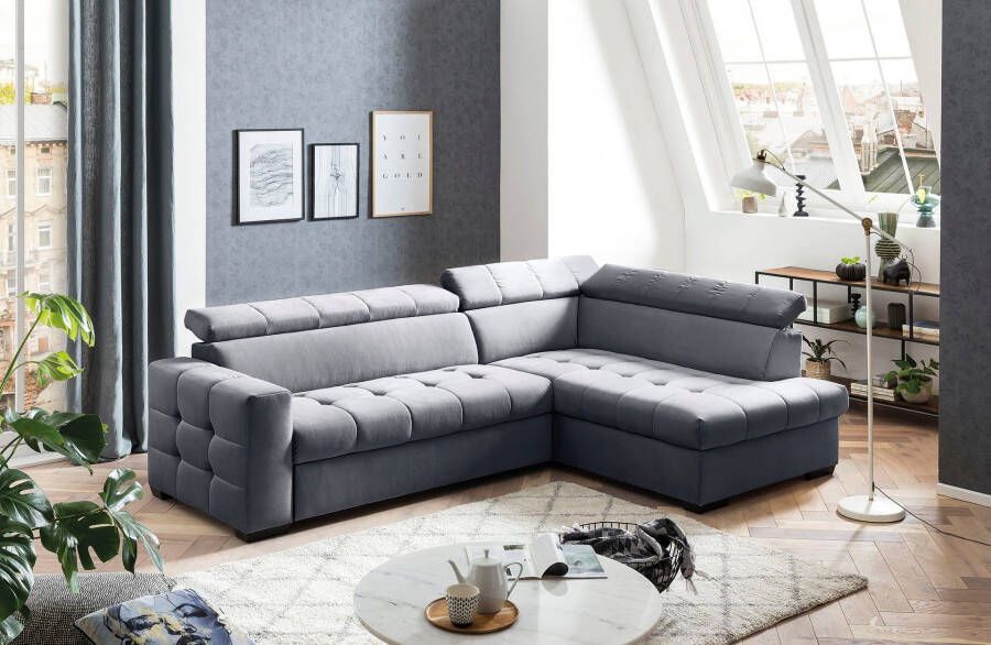 Exxpo sofa fashion Hoekbank Otusso Stiksels op de zitting naar keuze met slaapfunctie en bedkist