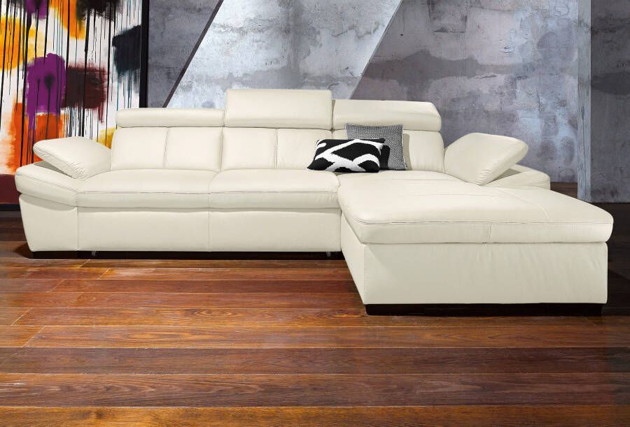 Exxpo sofa fashion Hoekbank Salerno klassieke moderne functionele bank hoog zitcomfort L-vorm inclusief verstelbare hoofdsteun en armleuning naar keuze met slaapfunctie