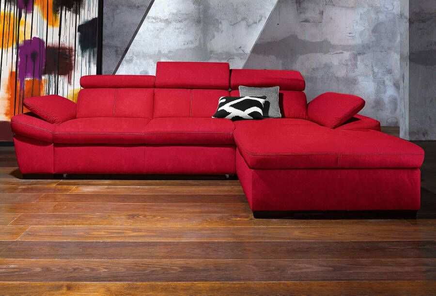 Exxpo sofa fashion Hoekbank Salerno klassieke moderne functionele bank hoog zitcomfort L-vorm inclusief verstelbare hoofdsteun en armleuning naar keuze met slaapfunctie