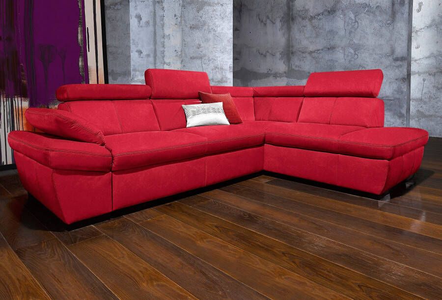 Exxpo sofa fashion Hoekbank Salerno klassieke moderne functionele bank hoog zitcomfort L-vorm inclusief verstelbare hoofdsteun en armleuning naar keuze met slaapfunctie