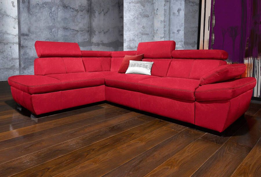 Exxpo sofa fashion Hoekbank Salerno klassieke moderne functionele bank hoog zitcomfort L-vorm inclusief verstelbare hoofdsteun en armleuning naar keuze met slaapfunctie