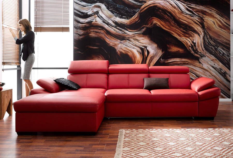Exxpo sofa fashion Hoekbank Salerno klassieke moderne functionele bank hoog zitcomfort L-vorm inclusief verstelbare hoofdsteun en armleuning naar keuze met slaapfunctie