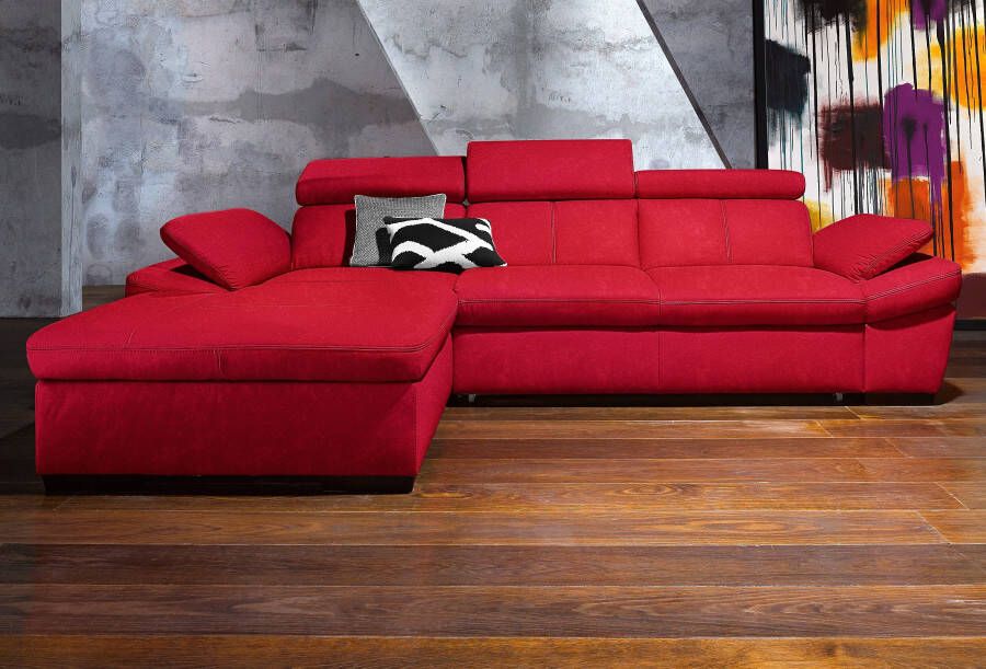 Exxpo sofa fashion Hoekbank Salerno klassieke moderne functionele bank hoog zitcomfort L-vorm inclusief verstelbare hoofdsteun en armleuning naar keuze met slaapfunctie