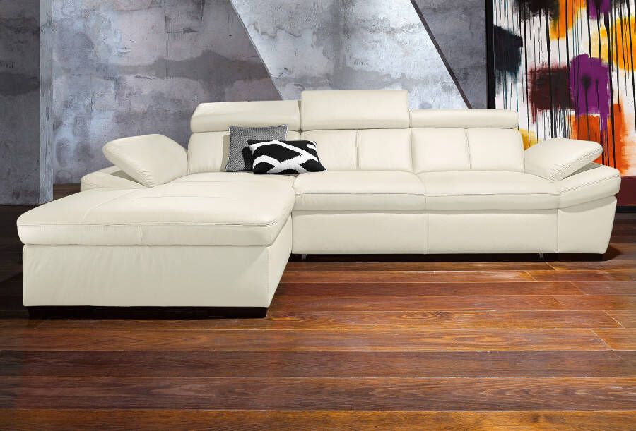 Exxpo sofa fashion Hoekbank Salerno klassieke moderne functionele bank hoog zitcomfort L-vorm inclusief verstelbare hoofdsteun en armleuning naar keuze met slaapfunctie