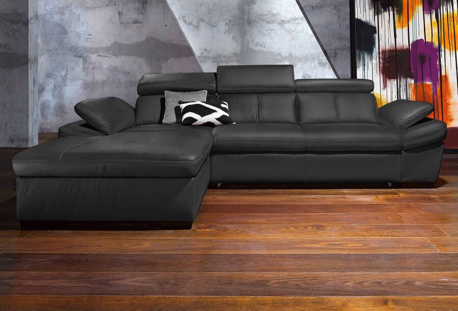 Exxpo sofa fashion Hoekbank Salerno klassieke moderne functionele bank hoog zitcomfort L-vorm inclusief verstelbare hoofdsteun en armleuning naar keuze met slaapfunctie