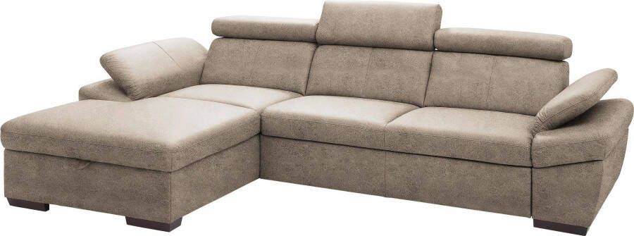 Exxpo sofa fashion Hoekbank Salerno klassieke moderne functionele bank hoog zitcomfort L-vorm inclusief verstelbare hoofdsteun en armleuning naar keuze met slaapfunctie
