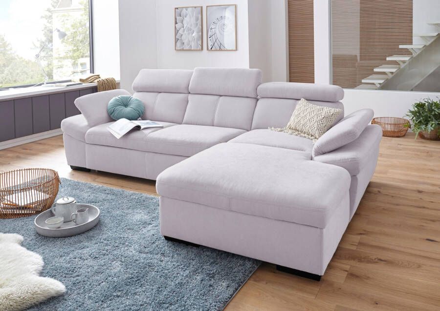 Exxpo sofa fashion Hoekbank Salerno L-vorm inclusief verstelbare hoofdsteun en armleuning naar keuze met slaapfunctie