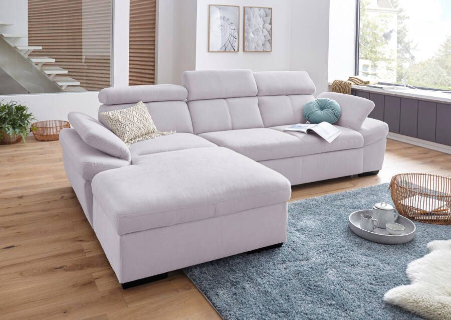 Exxpo sofa fashion Hoekbank Salerno L-vorm inclusief verstelbare hoofdsteun en armleuning naar keuze met slaapfunctie