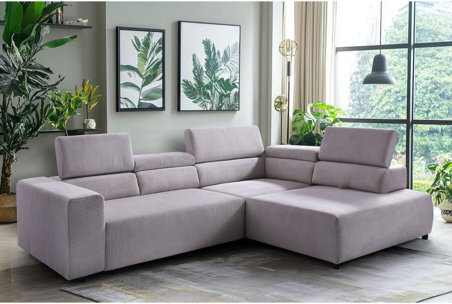Exxpo sofa fashion Hoekbank VITTORIO met comfortfuncties comfortabel en modern cord L-vorm incl. hoofdsteun- en zitdiepteverstelling optioneel met bedfunctie