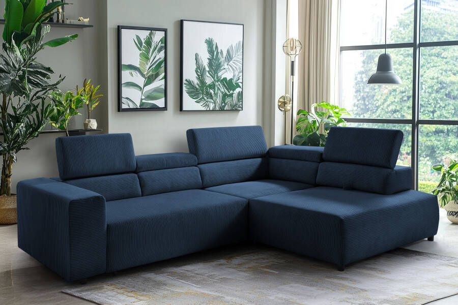 Exxpo sofa fashion Hoekbank VITTORIO met comfortfuncties comfortabel en modern cord L-vorm incl. hoofdsteun- en zitdiepteverstelling optioneel met bedfunctie