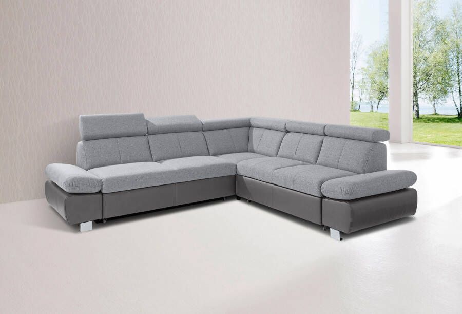 Exxpo sofa fashion Hoekbank Vrolijk comfortabel geweldige afwerking tijdloos modern L-vorm inclusief verstelbare hoofdsteun en armleuning naar keuze met slaapfunctie