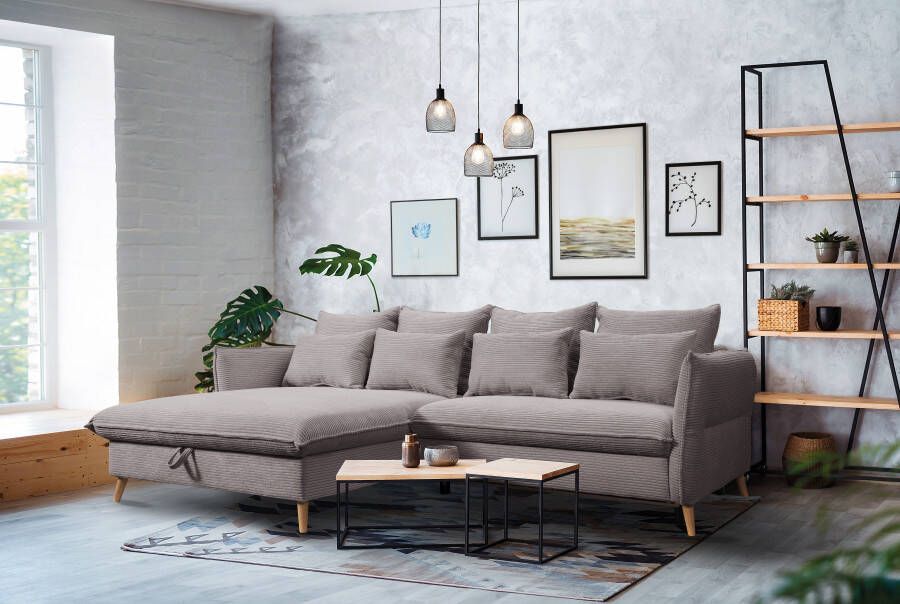 Exxpo sofa fashion Hoekbank WALPY elegant und modern hoher Sitzkomfort schmale Armlehnen