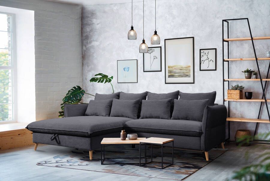 Exxpo sofa fashion Hoekbank WALPY elegant en modern hoog zitcomfort smalle armleuningen