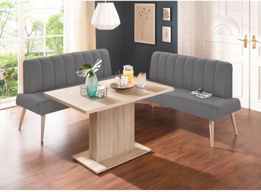 Exxpo sofa fashion Zitbank Costa moderne rugstikking comfortabel en elegant hoge houten voet