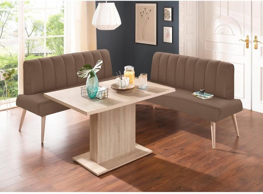 Exxpo sofa fashion Zitbank Costa moderne rugstikking comfortabel en elegant hoge houten voet