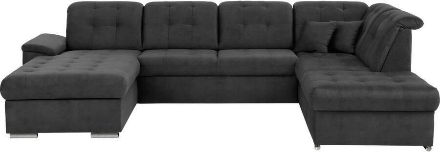 Exxpo sofa fashion Zithoek Durango uitgebreide zit- en rugverwerking comfortabel U-vorm inclusief verstelbare hoofdsteun naar keuze met slaapfunctie en bedkist (4-delig)